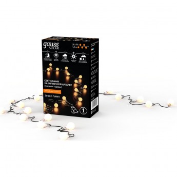 Гирлянда садовая на солнечной батарее GAUSS SOLAR 30 LED ламп Шары Белый свет