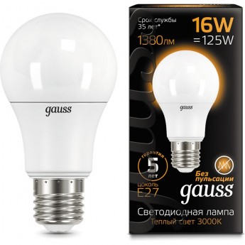 Лампа GAUSS BLACK LED A60 16W E27 3000K Лампа GAUSS BLACK LED A60 16W E27 3000K