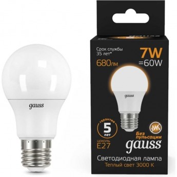 Лампа GAUSS BLACK LED A60 E27 7W 3000K Лампа GAUSS BLACK LED A60 E27 7W 3000K