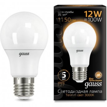 Лампа GAUSS BLACK LED A60 GLOBE 12W E27 3000K Лампа GAUSS BLACK LED A60 GLOBE 12W E27 3000K
