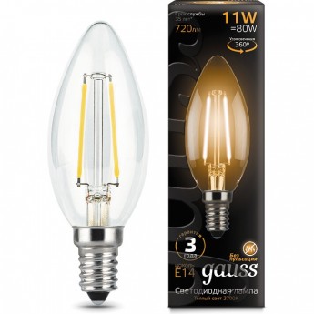 Лампа GAUSS LED BLACK FILAMENT Свеча E14 11W 720LM 2700К 1/10/50 Лампа GAUSS LED BLACK FILAMENT Свеча E14 11W 720LM 2700К 1/10/50