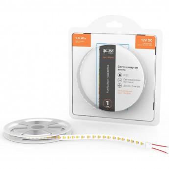 Лента GAUSS BASIC LED 2835/120 12V 9,6W/m 624lm/m 3000K 8mm IP20 3m Лента GAUSS BASIC LED 2835/120 12V 9,6W/m 624lm/m 3000K 8mm IP20 3m