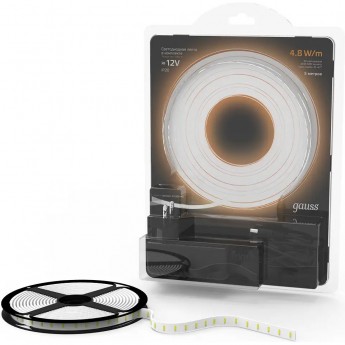 Лента GAUSS LED Комплект 2835/60-SMD 4,8W 12V DC теплый белый IP20 (блистер 5м)